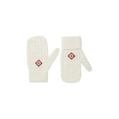Pre-owned Casablanca Column Stitch Mittens 'white' | Men's Size Onesize