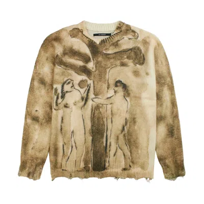 Pre-owned Song For The Mute Digital Print Oversized Sweater 'sepia' | Tan | Men's Size 2