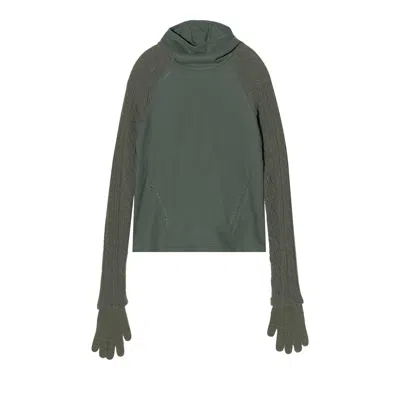 Pre-owned Hyein Seo Techwool Hoodie With Gloves 'khaki' | Grey | Women's Size 2
