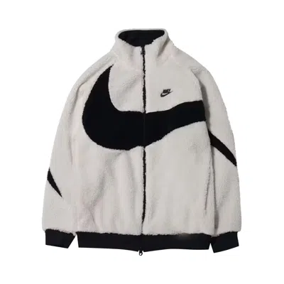 Pre-owned Nike Women's Big Swoosh Reversible Boa Jacket (asia Sizing) 'white/navy/black' | Women's Size S