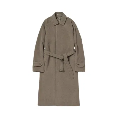 Pre-owned Auralee Super Fine Wool Mosser Soutien Collar Coat 'khaki Beige' | Tan | Women's Size 2