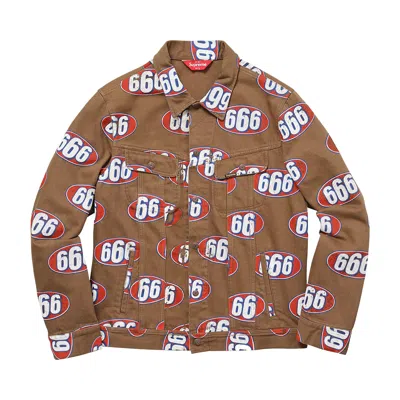 Pre-owned Supreme 666 Denim Trucker Jacket 'brown' | Men's Size M