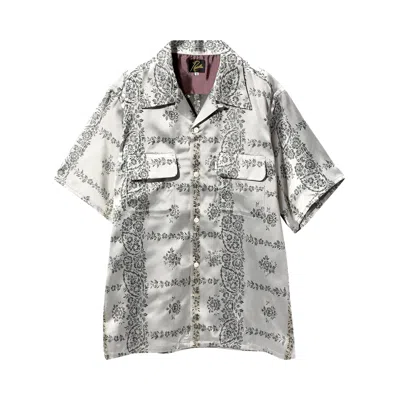 Pre-owned Needles Cupra Sateen Flower Short-sleeve Classic Shirt 'off White' | Men's Size Xl