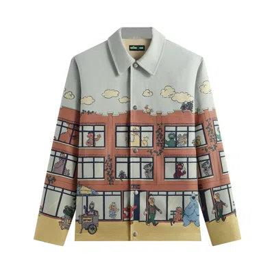 Pre-owned Kith X Sesame Street Lafayette St Tapestry Jacket 'powder' | Grey | Men's Size Xl