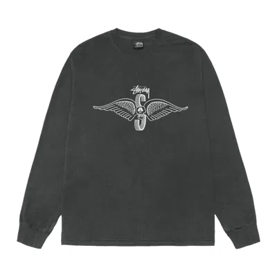 Pre-owned Stussy Skull Wings Long-sleeve Tee Pigment Dyed 'black' | Men's Size M
