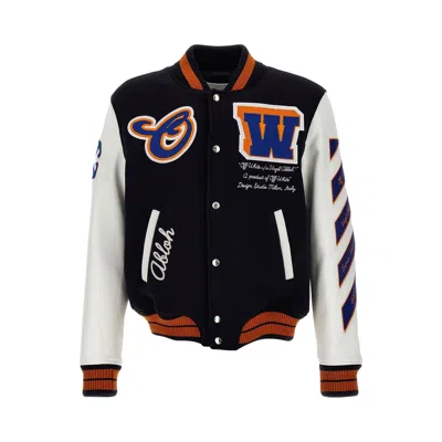 Pre-owned Off-white Hold The Moon Varsity Jacket 'sierra Leone' | Blue | Men's Size 50