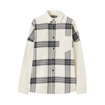 Pre-owned Palm Angels Logo Check Overshirt 'off White/anthracite' | Men's Size 52