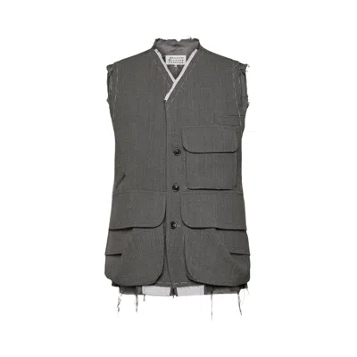 Pre-owned Maison Margiela Quilted Gilet 'grey Melange' | Men's Size 54
