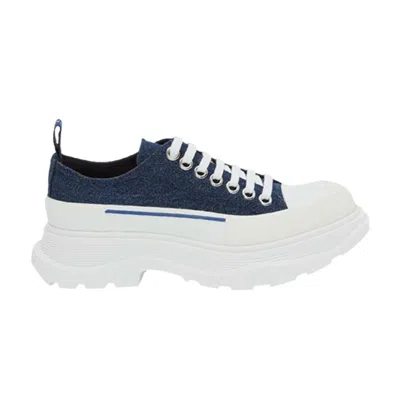 Pre-owned Alexander Mcqueen Wmns Tread Slick Lace Up 'indigo' | Blue | Women's Size 41