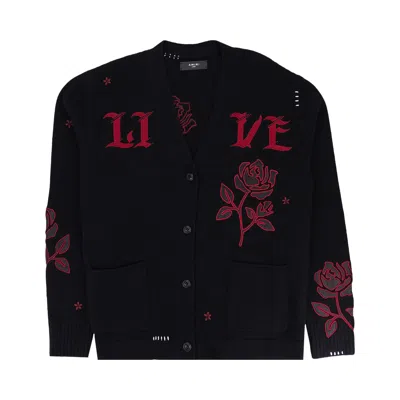 Pre-owned Amiri Cashmere Blend Cardigan Sweater 'black/red' | Men's Size L