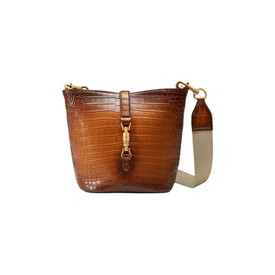 Pre-owned Gucci Jackie Soft Crocodile Bucket Bag 'cuir Rocky' | Orange | Women's Size Onesize