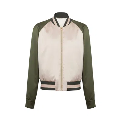 Pre-owned Balmain Signature Satin Bomber 'ivory/khaki' | Green | Men's Size 48