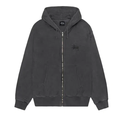 Pre-owned Stussy Basic Zip Hoodie Pigment Dyed 'black/black' | Men's Size L