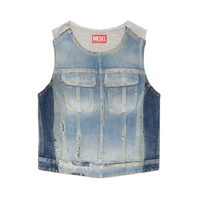 Pre-owned Diesel De-benedicta-s Denim Top 'blue' | Women's Size Xs