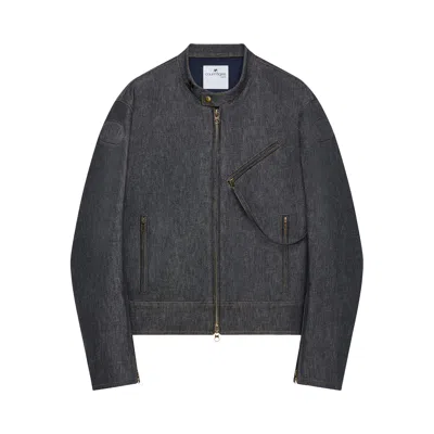 Pre-owned Courrèges Scuba Denim Bomber Jacket 'dark Heather Grey' | Men's Size L