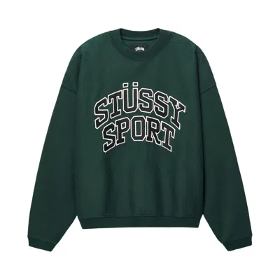 Pre-owned Stussy Sport Relaxed Oversized Crew 'pine' | Green | Men's Size L