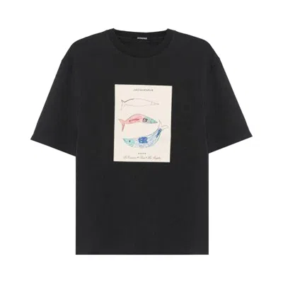 Pre-owned Jacquemus Postcard Printed T-shirt 'arty Hotel Navy' | Blue | Men's Size Xl