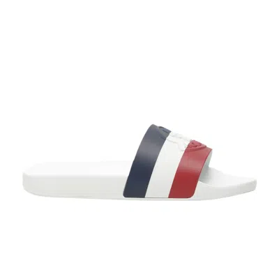 Pre-owned Moncler Basile Pool Slide 'white Tricolour' | Men's Size 44