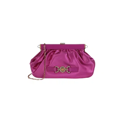 Pre-owned Versace Satin Crystal Medusa '95 Clutch 'bright Pink' | Women's Size Onesize