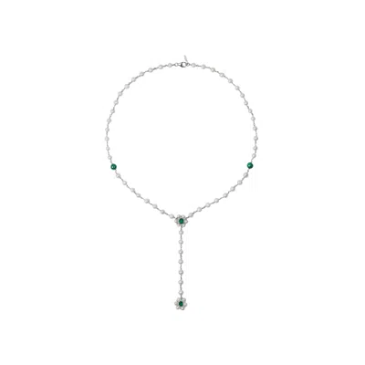 Pre-owned Veert The Macro Flower Pearl Rosary 'white Gold/pearl/green Onyx' | Men's Size Onesize