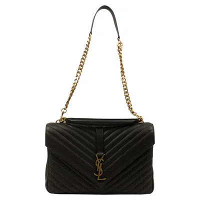 Pre-owned Saint Laurent Leather College Large Shoulder Bag 'black' | Women's Size Onesize