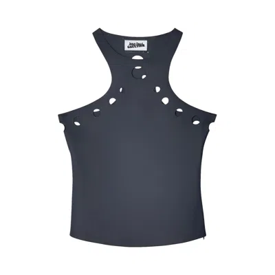 Pre-owned Jean Paul Gaultier Perforated Tank Top 'dark Grey' | Women's Size 34