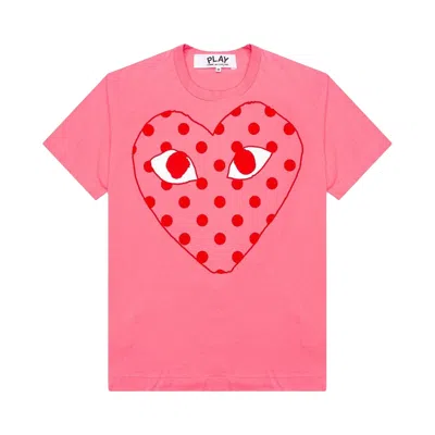 Pre-owned Comme Des Garçons Play Pastelle Polka Dot Logo T-shirt 'pink' | Women's Size M