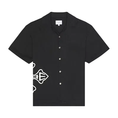 Pre-owned Rhude Cross Logo Snap Shirt 'black' | Men's Size L