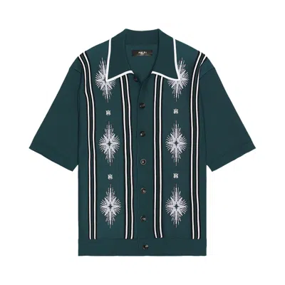 Pre-owned Amiri Starburst Button Down Polo 'vintage Blue' | Men's Size Xl