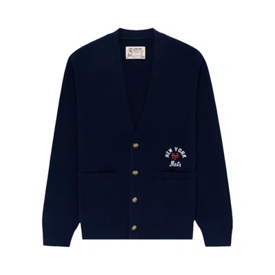 Pre-owned Aimé Leon Dore X New York Mets Merino Cardigan 'eclipse' | Blue | Men's Size Xl