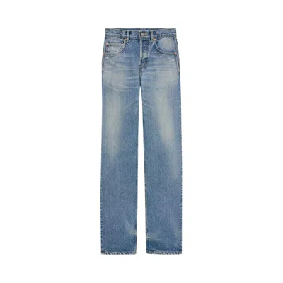 Pre-owned Saint Laurent Mid Straight Baggy Jeans 'benjamin Blue' | Men's Size 30