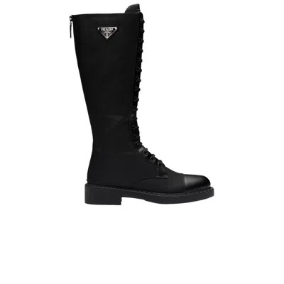 Pre-owned Prada Wmns Brushed Leather And Re-nylon Boot 'black' | Women's Size 43