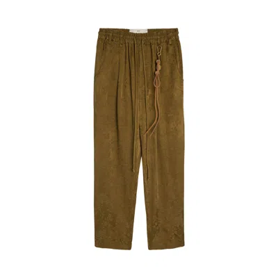 Pre-owned Song For The Mute Antique Floral Lounge Pant 'khaki' | Tan | Men's Size 46