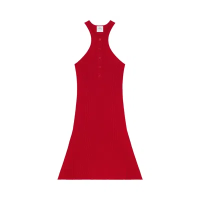 Pre-owned Courrèges Scuba Rib Knit Dress 'ruby' | Red | Women's Size S