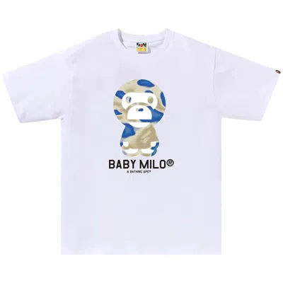 Pre-owned Bape Liquid Camo Baby Milo Tee 'white/blue' | Men's Size Xl