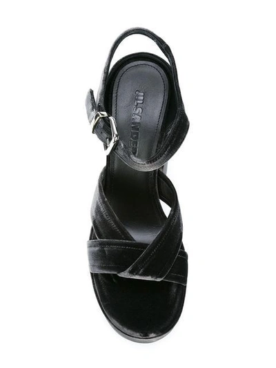 Shop Jil Sander Velvet Platform Sandals