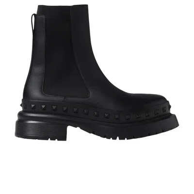 Pre-owned Valentino Garavani Valentino Valentino Rockstud M-way Ankle Boot 'black' | Men's Size 42.5