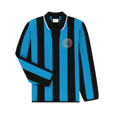 Pre-owned Aimé Leon Dore Long-sleeve Knit Soccer Jersey 'black/powder Blue' | Multi-color | Men's Size Xl
