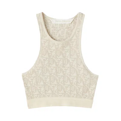 Pre-owned Palm Angels Monogram Jacquard Knit Bra Top 'beige' | Brown | Women's Size M