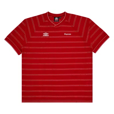 Pre-owned Supreme X Umbro Stripe Soccer Jersey 'red' | Men's Size L