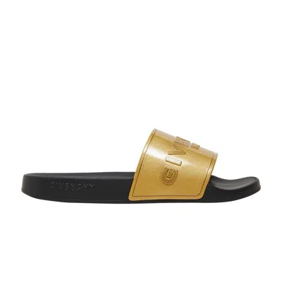 Pre-owned Givenchy Logo Slide 'metallic Golden' | Men's Size 46