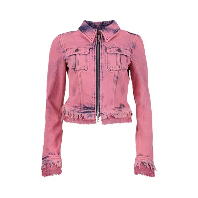 Pre-owned Diesel Slim Denim Zip Jacket 'rose' | Pink | Women's Size S