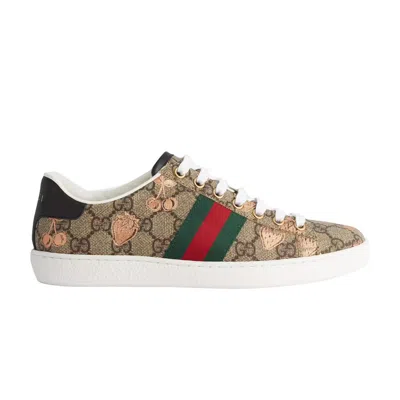 Pre-owned Gucci Wmns Ace Gg Supreme 'berry Print' | Tan | Women's Size 34.5 In Brown