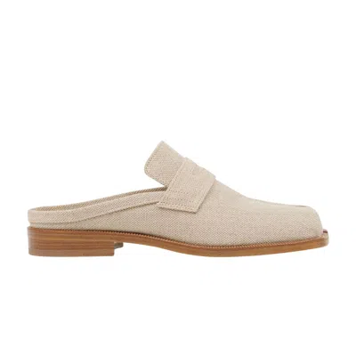 Pre-owned Maison Margiela Wmns Tabi City Loafer Mule 'khaki Linen' | Cream | Women's Size 39 In White