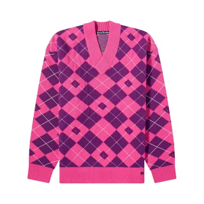 Pre-owned Acne Studios V Neck Printed Sweater 'pink/purple' | Women's Size S