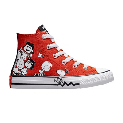 Pre-owned Converse Peanuts X Chuck Taylor All Star High Ps 'snoopy And Friends' | Red | Kid's Size 12