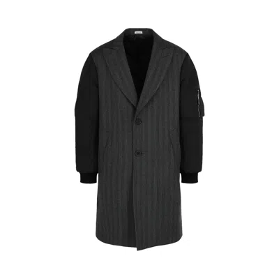 Pre-owned Alexander Mcqueen Herringbone Bomber Sleeve Coat 'grey' | Men's Size 48