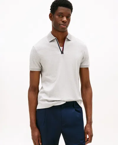 Tommy Hilfiger Regular Fit Interlock Zip Polo In Neutral