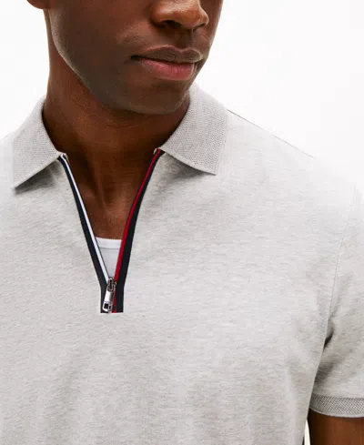 Tommy Hilfiger Regular Fit Interlock Zip Polo In Neutral
