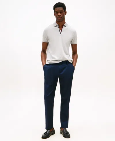 Tommy Hilfiger Regular Fit Interlock Zip Polo In Neutral
